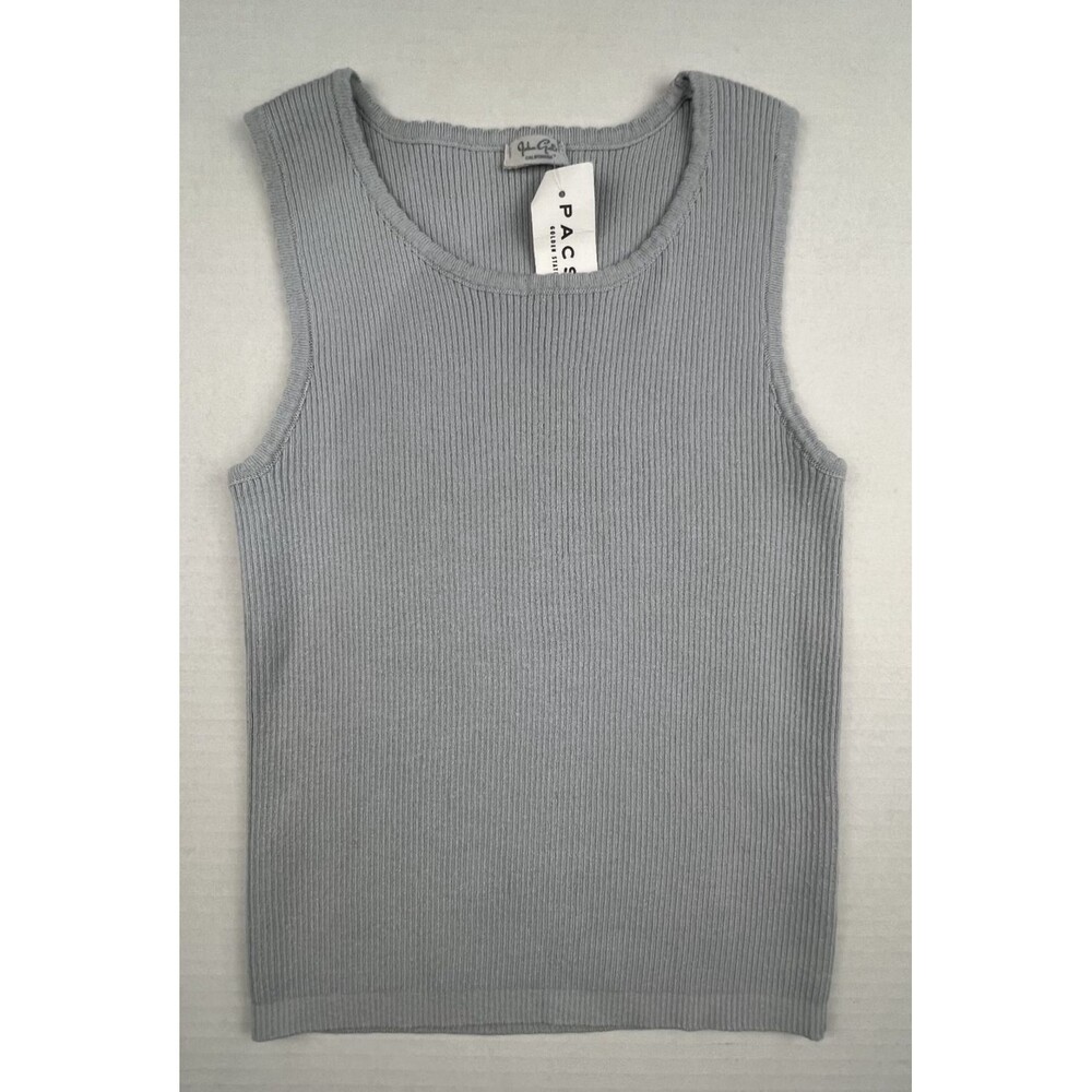 J.GALT PACSUN Ribbed Knit Tank Top XS Light Blue Cotton Blend Sleeveless